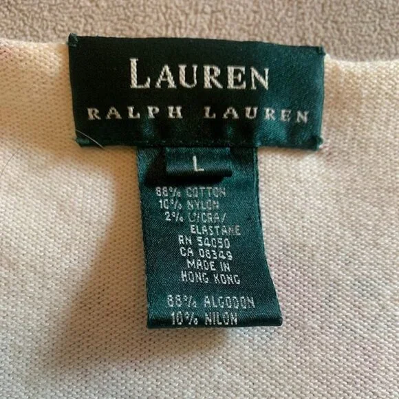 Lauren Ralph Lauren floral cardigan twin set with lace trim - 3/4 sleeve, Size L - Picture 7 of 8